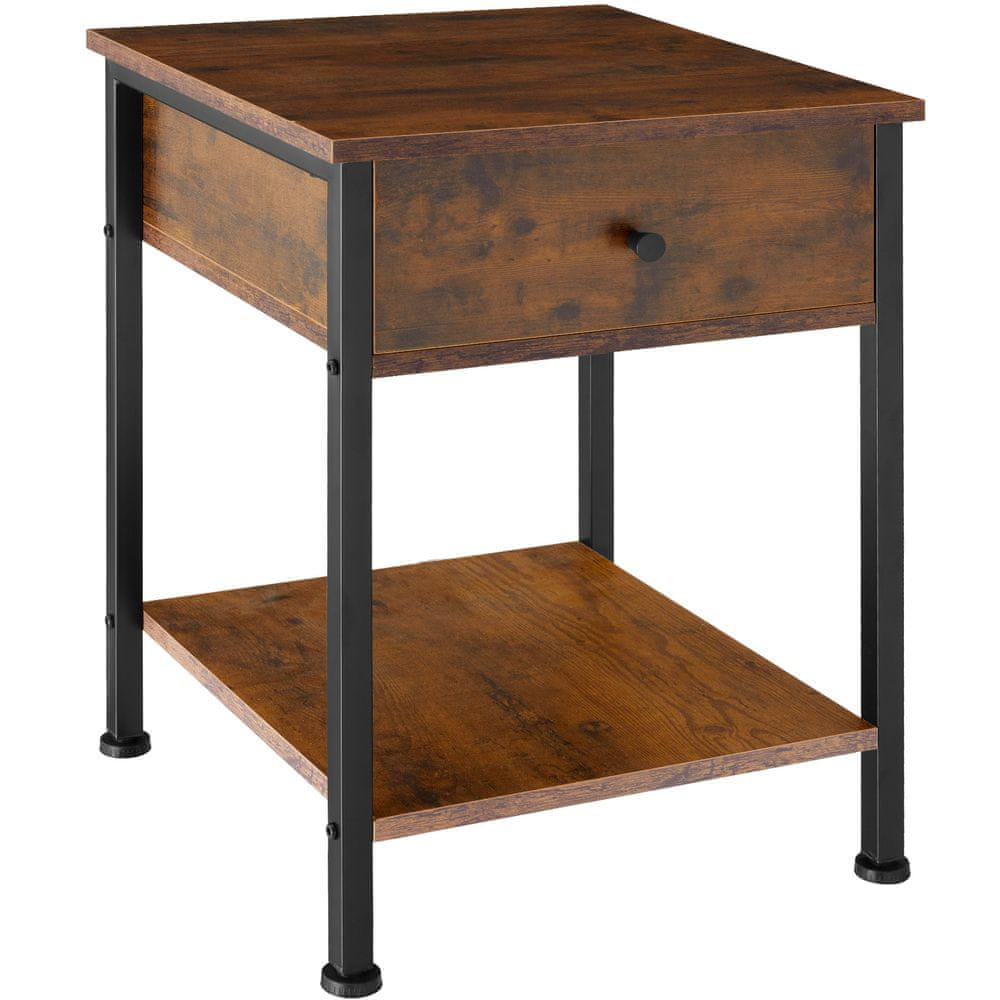 tectake Nočný stolík Bradford 40x40x55,5cm - Industrial tmavé drevo